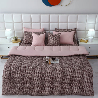 8 PCs Winter Razai SetCoral Reef Comforters Apricot