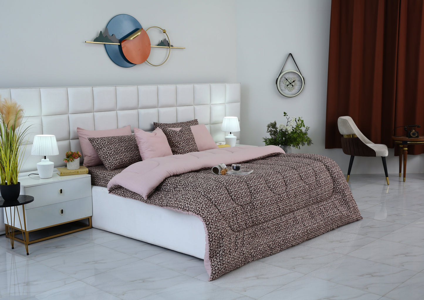 8 PCs Winter Razai SetCoral Reef Comforters Apricot