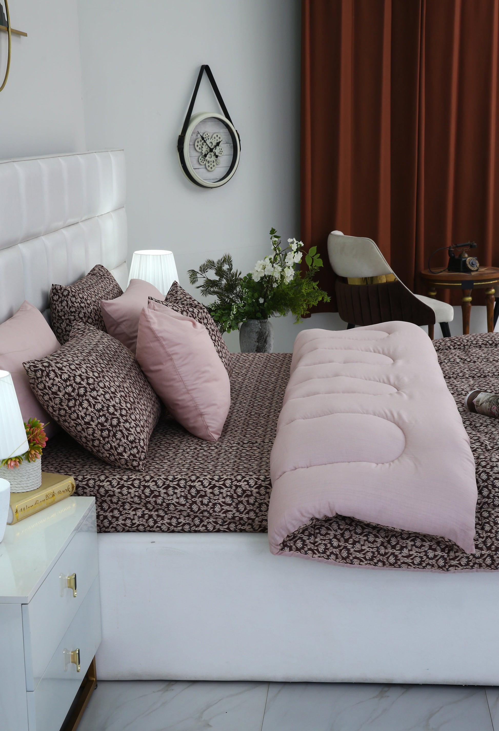 8 PCs Winter Razai SetCoral Reef Comforters Apricot