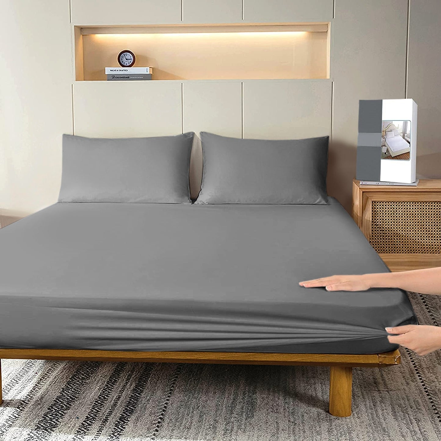 Fitted Bed Sheet-dyed Grey Fitted Sheets Apricot