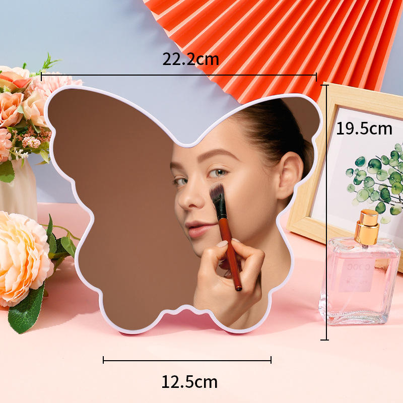 Butterfly Shaped Portable Makeup Mirror Mirror Apricot