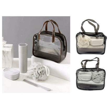 4Pcs Acrylic Travel Personal Tools With Bag-SA2408-293 Cosmetic Pouches Apricot