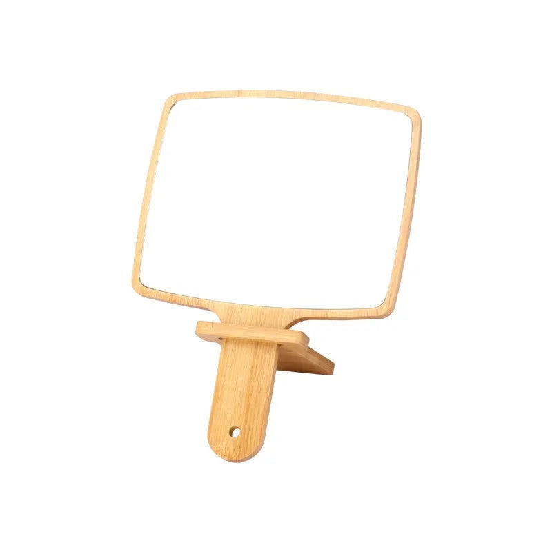 Handheld Portable Mirror-Wooden(SA2405-55) Mirror Apricot