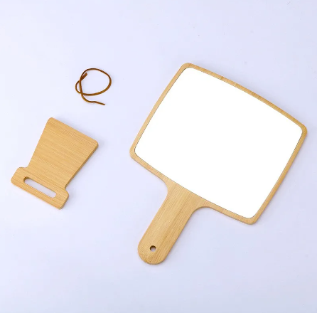 Handheld Portable Mirror-Wooden(SA2405-55) Mirror Apricot