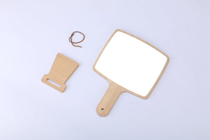 Handheld Portable Mirror-Wooden(SA2405-55) Mirror Apricot