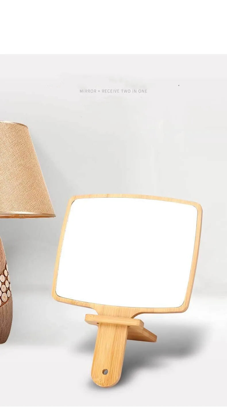 Handheld Portable Mirror-Wooden(SA2405-55) Mirror Apricot
