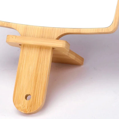 Handheld Portable Mirror-Wooden(SA2405-55) Mirror Apricot
