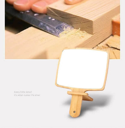 Handheld Portable Mirror-Wooden(SA2405-55) Mirror Apricot