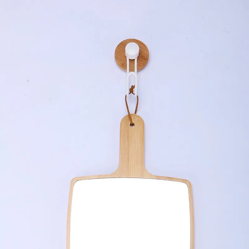 Handheld Portable Mirror-Wooden(SA2405-55) Mirror Apricot