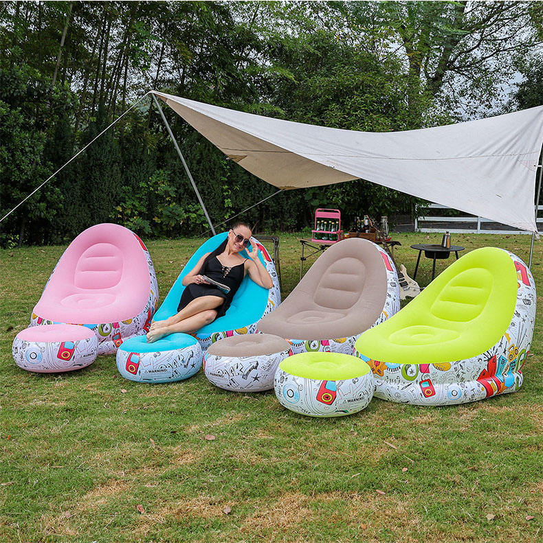 Inflatable Graffiti Sofa with Foot Stool(SA2510-031)PINK Apricot