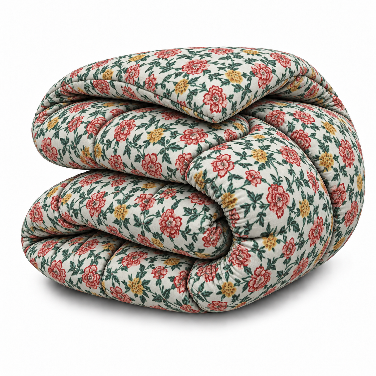 1 PC Single Percale Razai- Ivory Garden Comforters Apricot