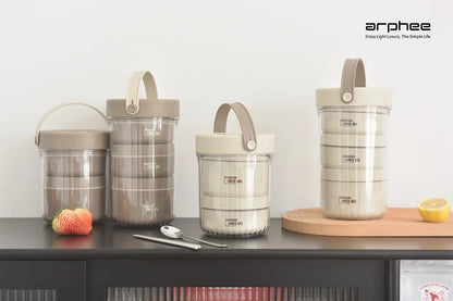 Japanese-style Stainless Steel Lunch Box(SA2405-45)-Beige Apricot