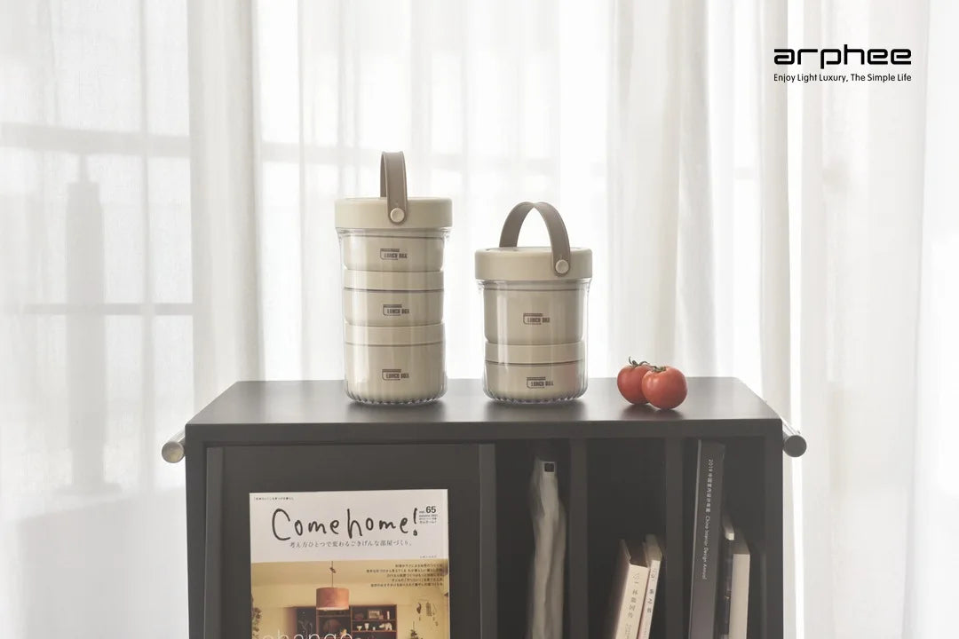 Japanese-style Stainless Steel Lunch Box(SA2405-45)-Beige Apricot