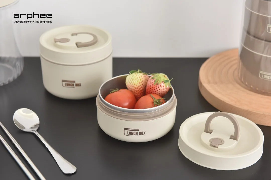 Japanese-style Stainless Steel Lunch Box(SA2405-45)-Beige Apricot