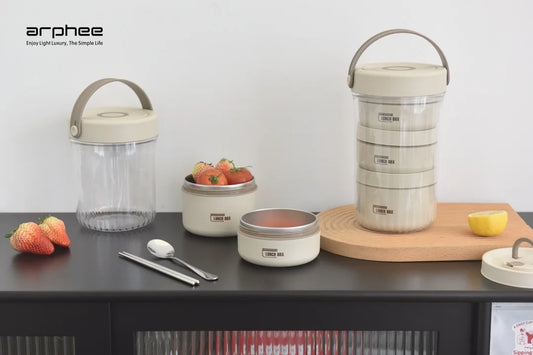 Japanese-style Stainless Steel Lunch Box(SA2405-45)-Beige Apricot