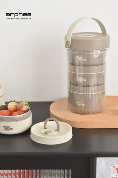 Japanese-style Stainless Steel Lunch Box(SA2405-45)-Beige Apricot