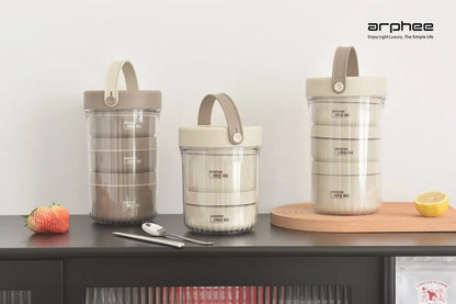 Japanese-style Stainless Steel Lunch Box(SA2405-45)-Beige Apricot