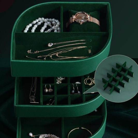 Jewelry Box Leaf-Green jewelry box Apricot   