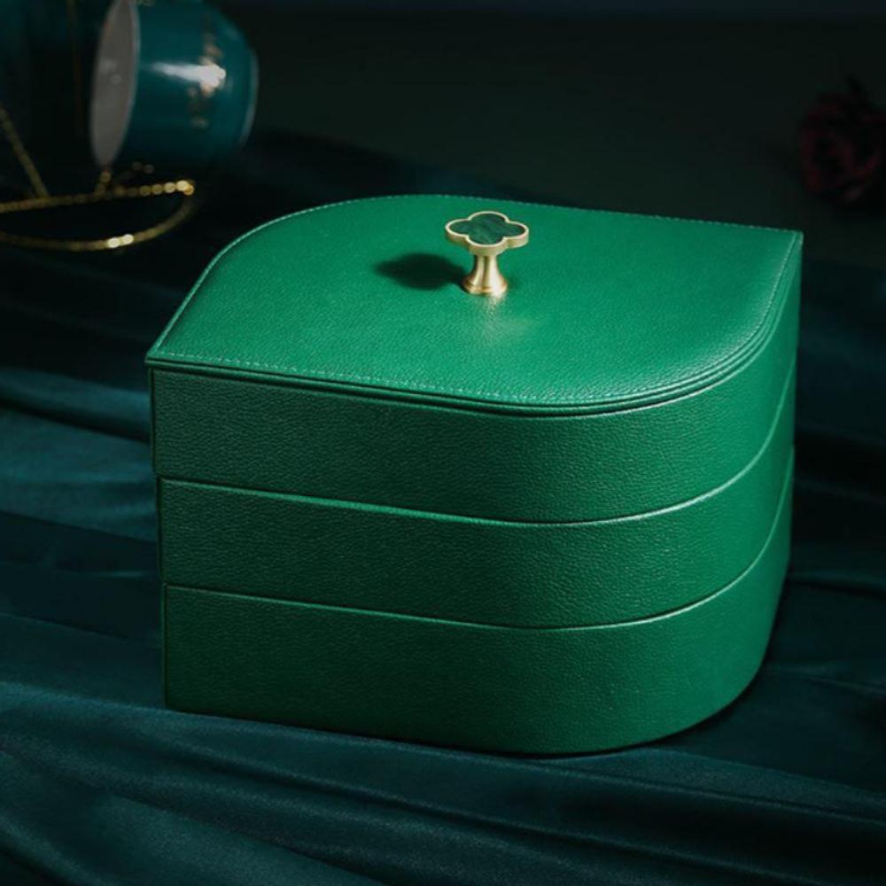 Jewelry Box Leaf-Green jewelry box Apricot   