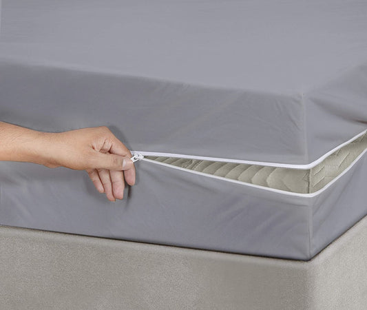 Dyed Zipper Mattress Cover-L/Grey Protectors Apricot