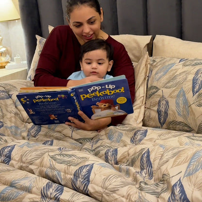 8 PCs Winter Razai Set-Garden Bench Comforters Apricot