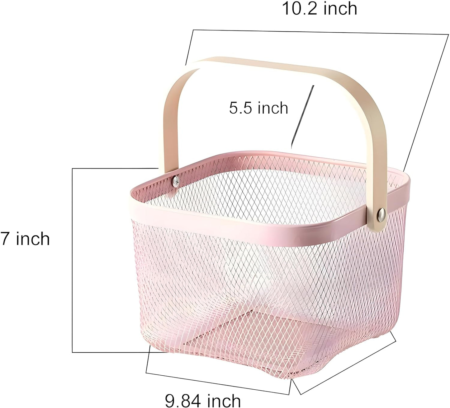Mesh Steel Basket with Wooden double Handle Fruit Baskets Apricot