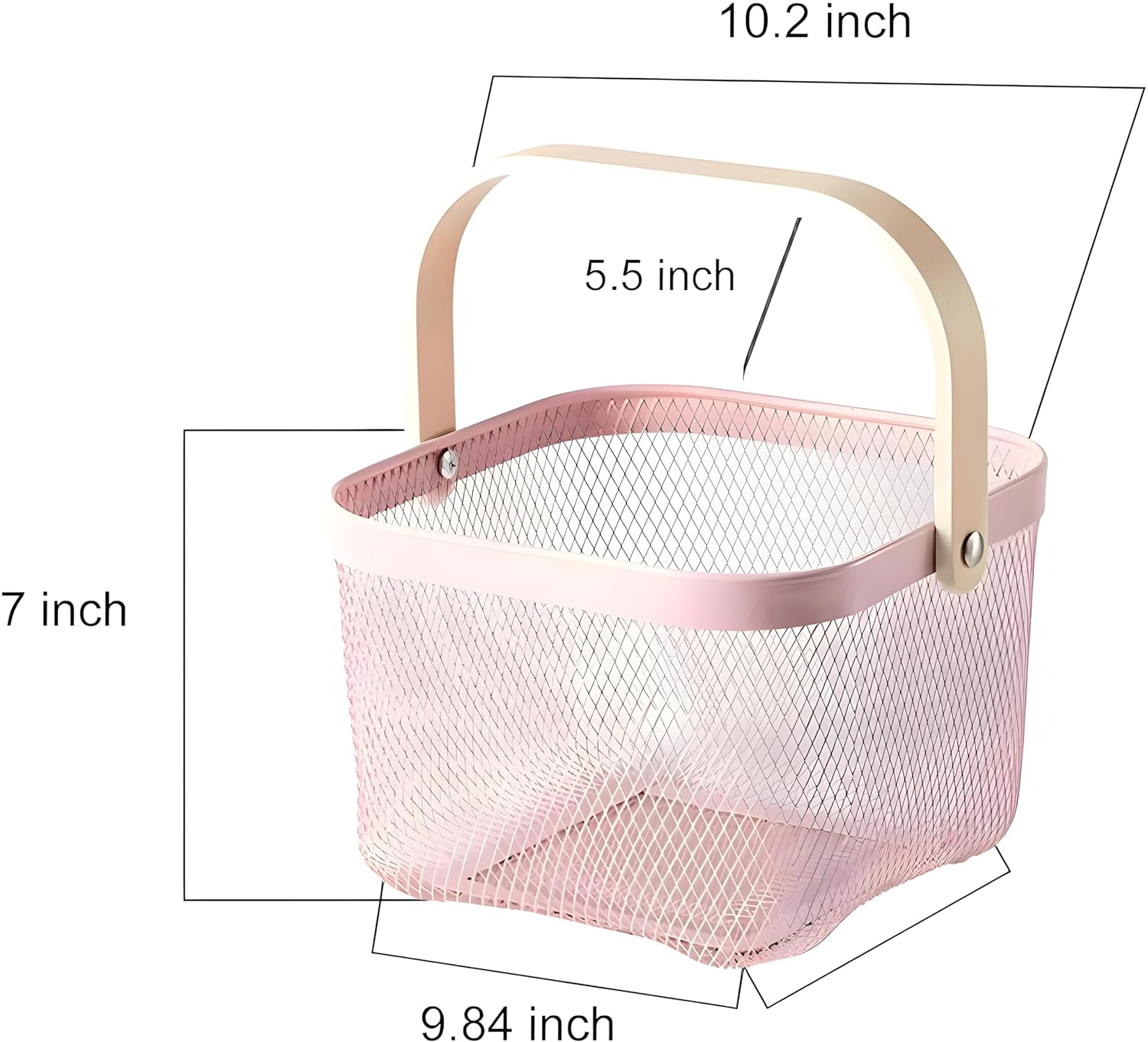 Mesh Steel Basket with Wooden double Handle Fruit Baskets Apricot