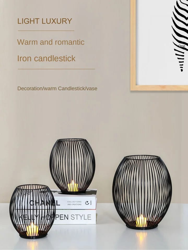 Metal Candle Stand-Black(SA2405-20) Candle Stand Apricot
