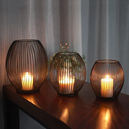 Metal Candle Stand-Black(SA2405-20) Candle Stand Apricot