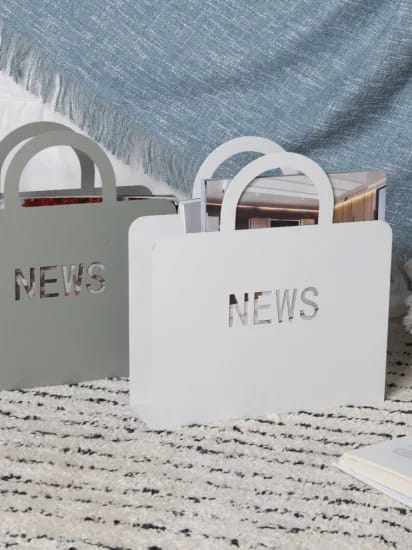 Metallic Newspaper Rack(SA2405-59)-Grey  Apricot   