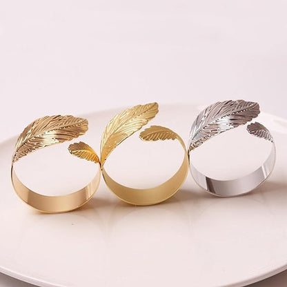 Napkin Holder Rings-Feather(Sliver) Kitchen Apricot   