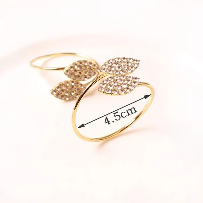 Napkin Holder Rings-Golden Dual Leaf Kitchen Apricot   