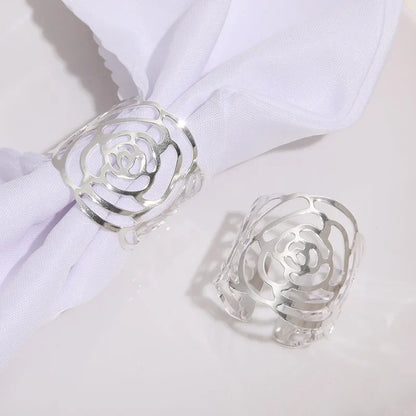 Napkin Holder Rings-Hollow(Sliver) Kitchen Apricot   