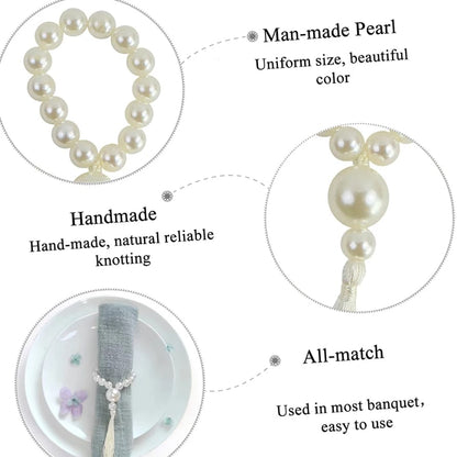 Napkin Holder Rings-Pearl Beads Kitchen Apricot   
