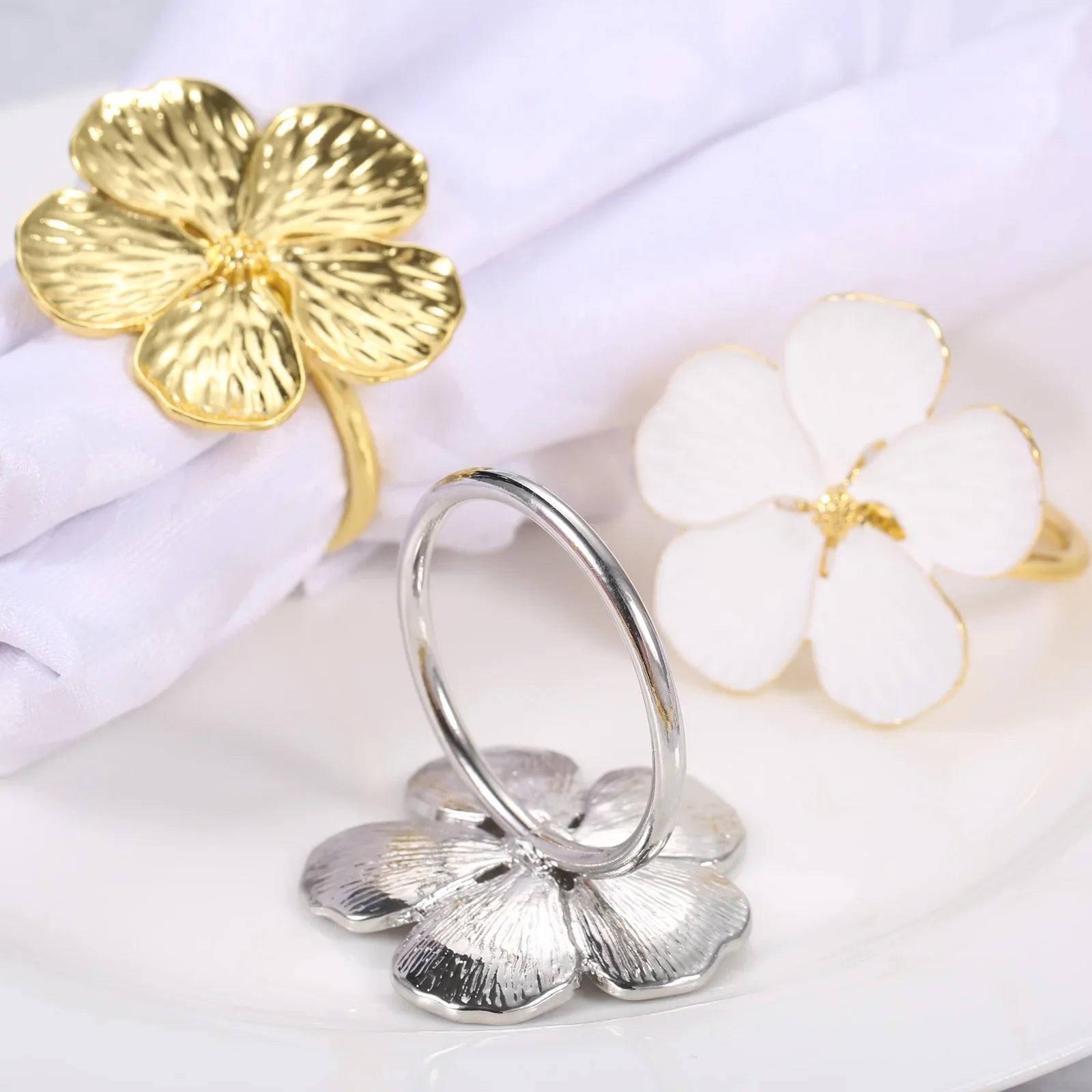 Napkin Holder Rings-Sliver Jasmin Kitchen Apricot   