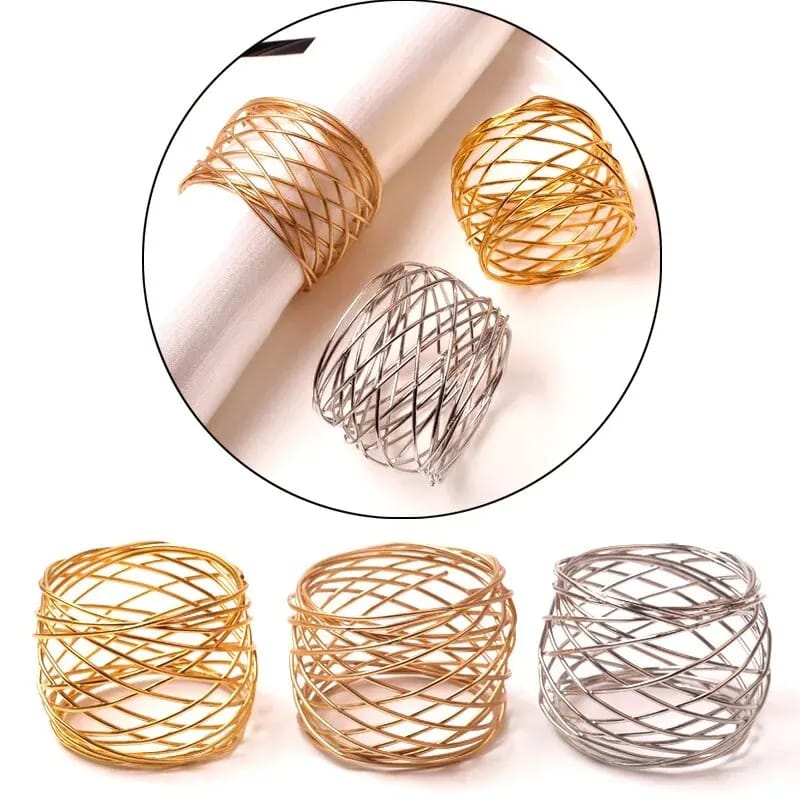 Napkin Holder Rings-Wire Mesh Silver Kitchen Apricot   