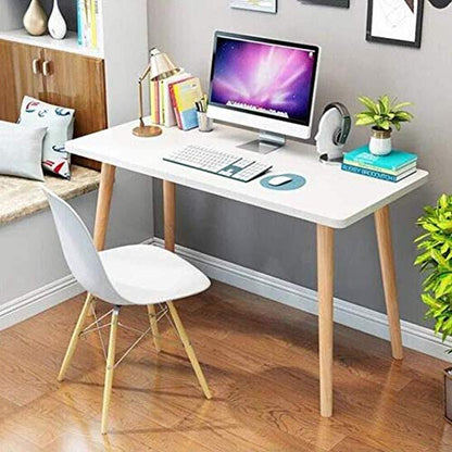 Nordic Modern Computer Study Table-White Table Organizer Apricot