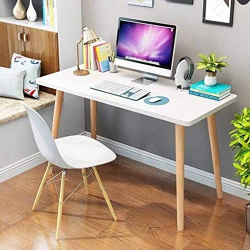 Nordic Modern Computer Study Table-White Table Organizer Apricot
