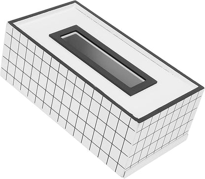 Nordic Style Wooden Tissue Box-Line Gird(SA2405-26) Tissue Box Apricot   
