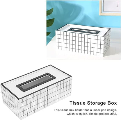 Nordic Style Wooden Tissue Box-Line Gird(SA2405-26) Tissue Box Apricot   