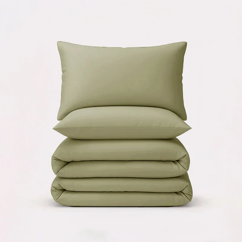 Solid Duvet Cover-Sage Bed Sheets Apricot