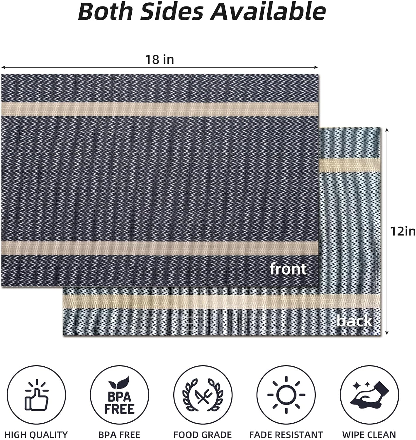 PVC Table Place Mats-Blue Weaves Table Mats Apricot   