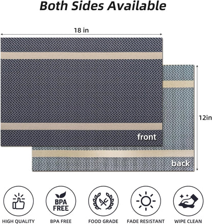 PVC Table Place Mats-Blue Weaves Table Mats Apricot   