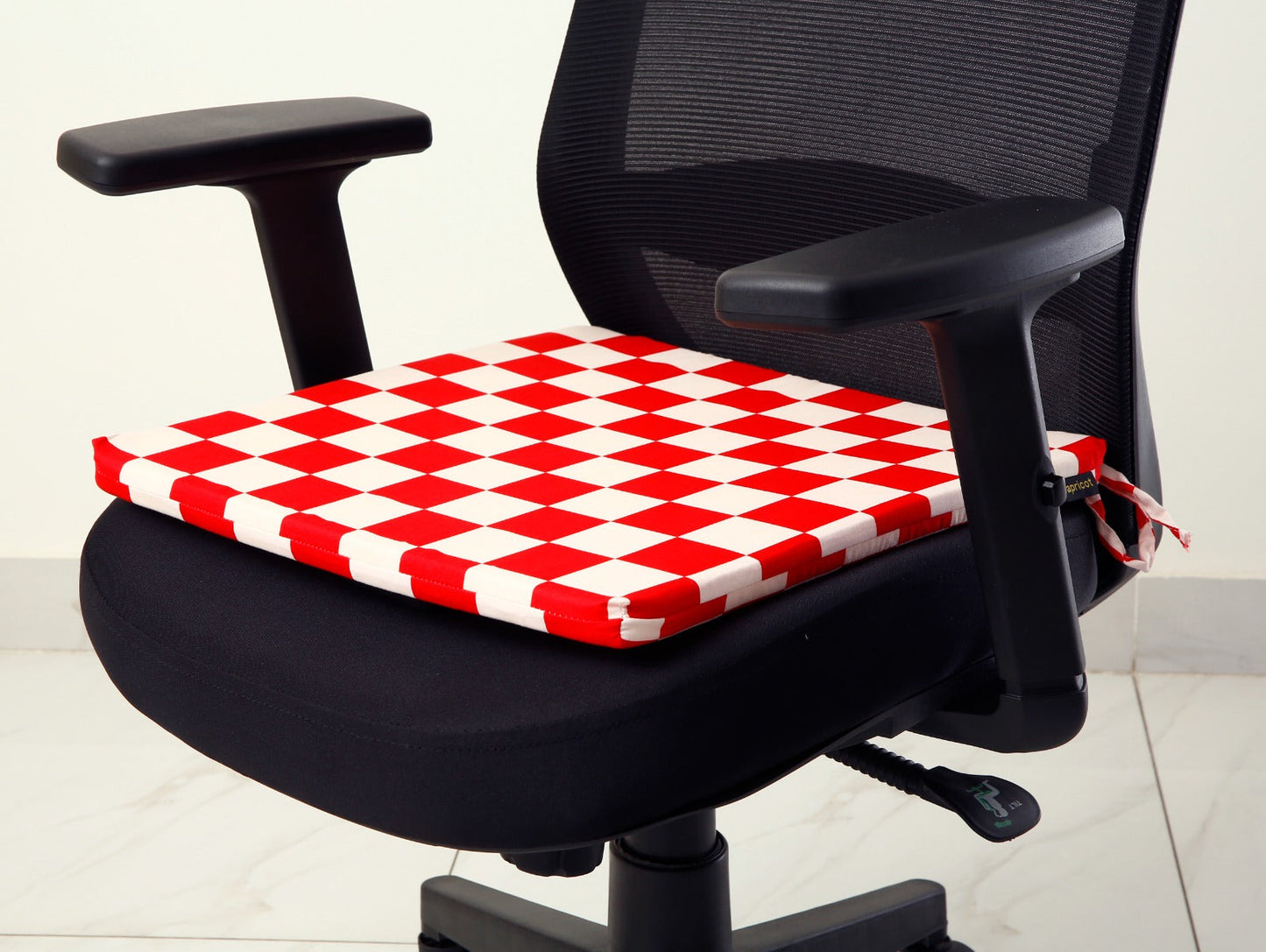 Padded Multi Purpose Sitting Cushions-Red Chess cushions Apricot   