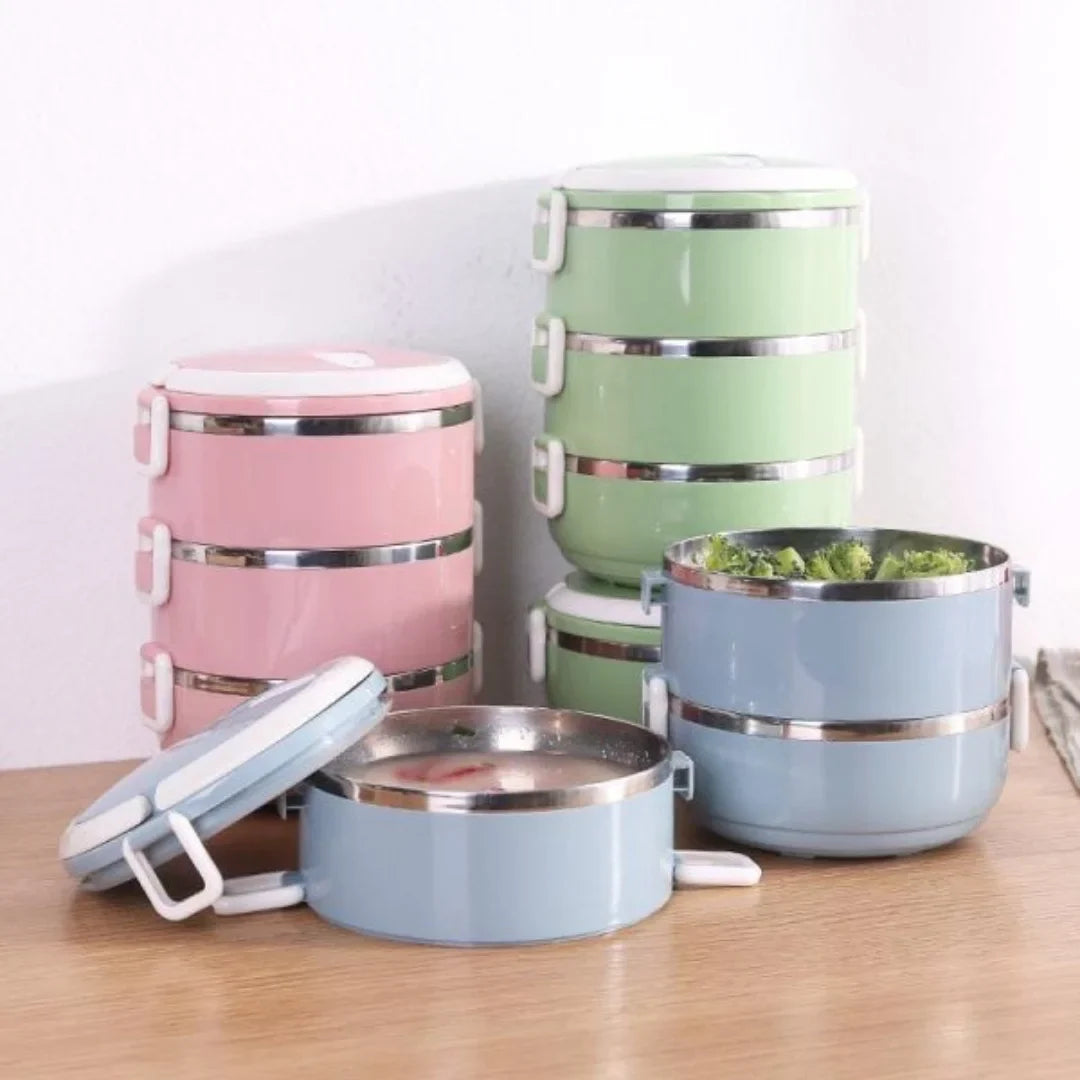 3 Layer Japanese-style Stainless Steel Lunch Box(SA2405-78) Apricot