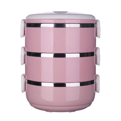 3 Layer Japanese-style Stainless Steel Lunch Box(SA2405-78) Apricot Pink
