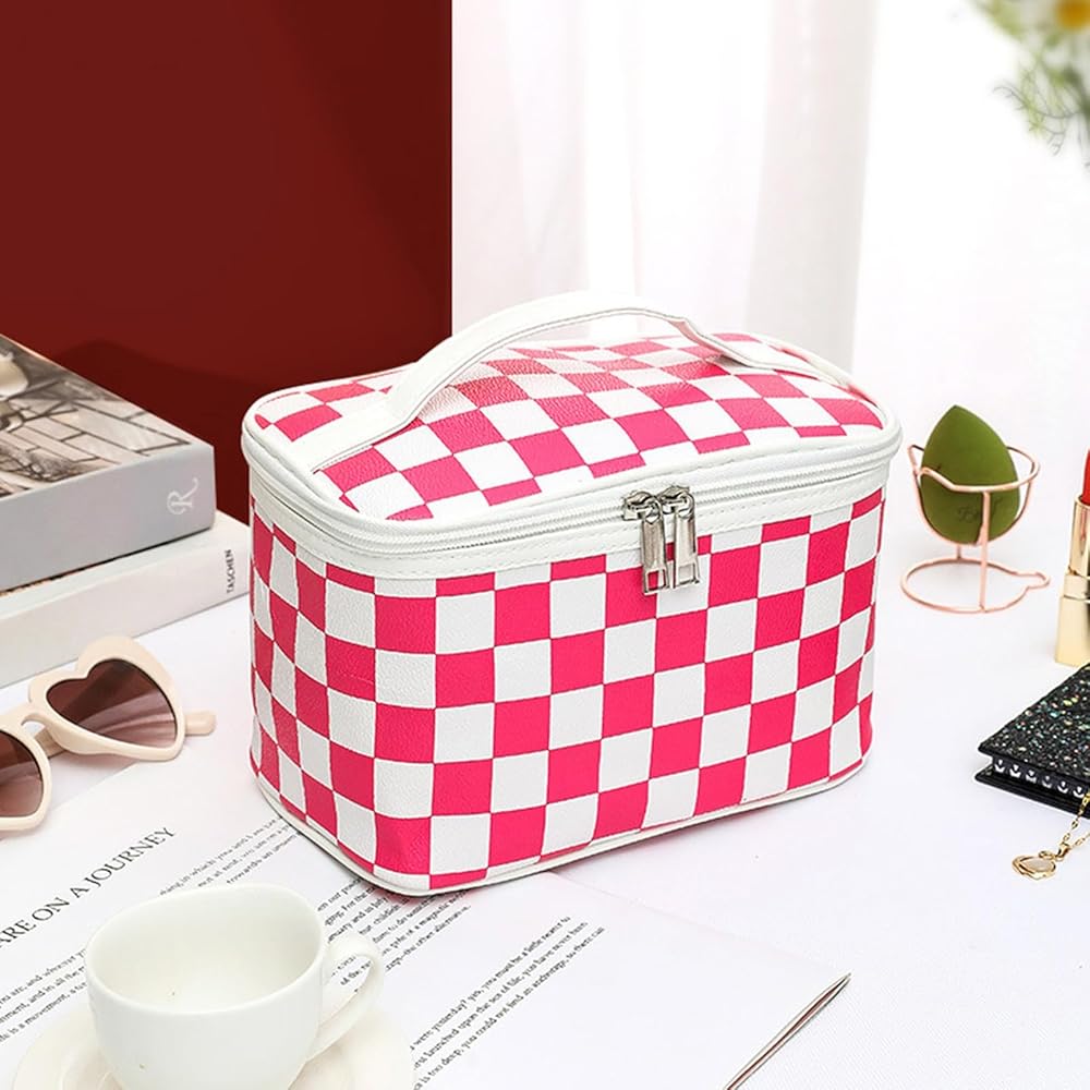 Portable Makeup Organizer Bag Cosmetic Pouches Apricot