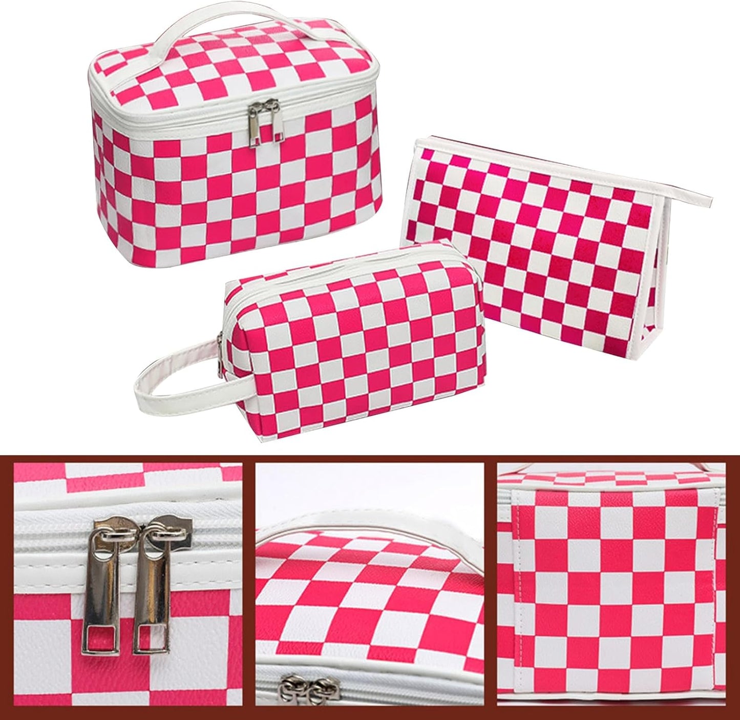 Portable Makeup Organizer Bag Cosmetic Pouches Apricot