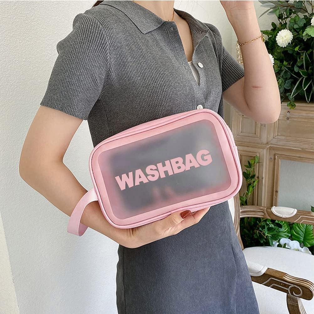 Portable Makeup Organizer Bag WASHBAG-(5738)Pink Small(SA2405-118) Cosmetic Pouches Apricot