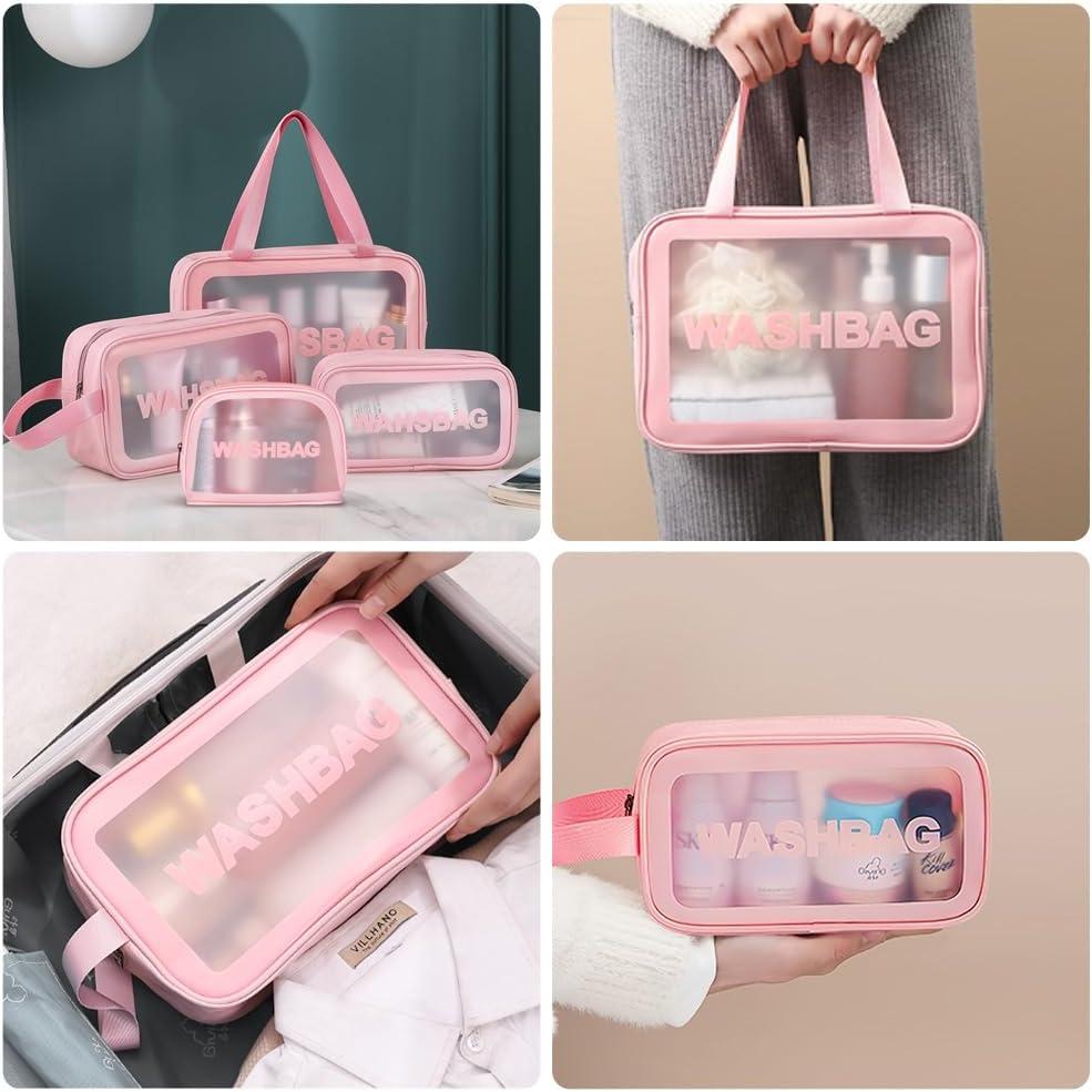 Portable Makeup Organizer Bag WASHBAG-(5738)Pink Small(SA2405-118) Cosmetic Pouches Apricot